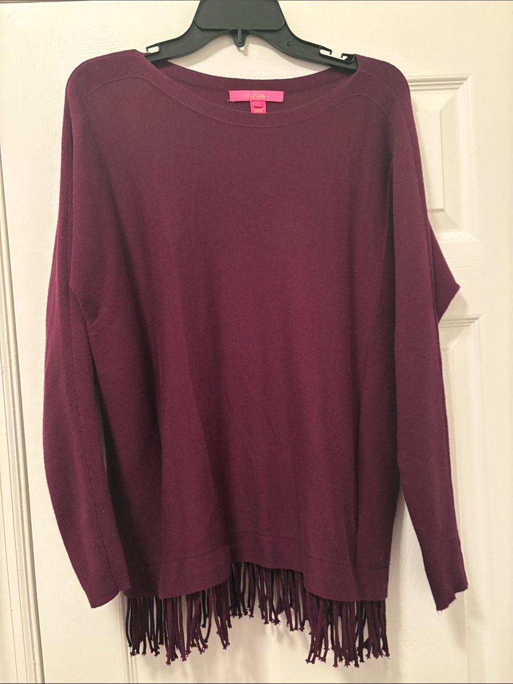 Lilly Pulitzer Plum Fringe Crewneck Sweater
